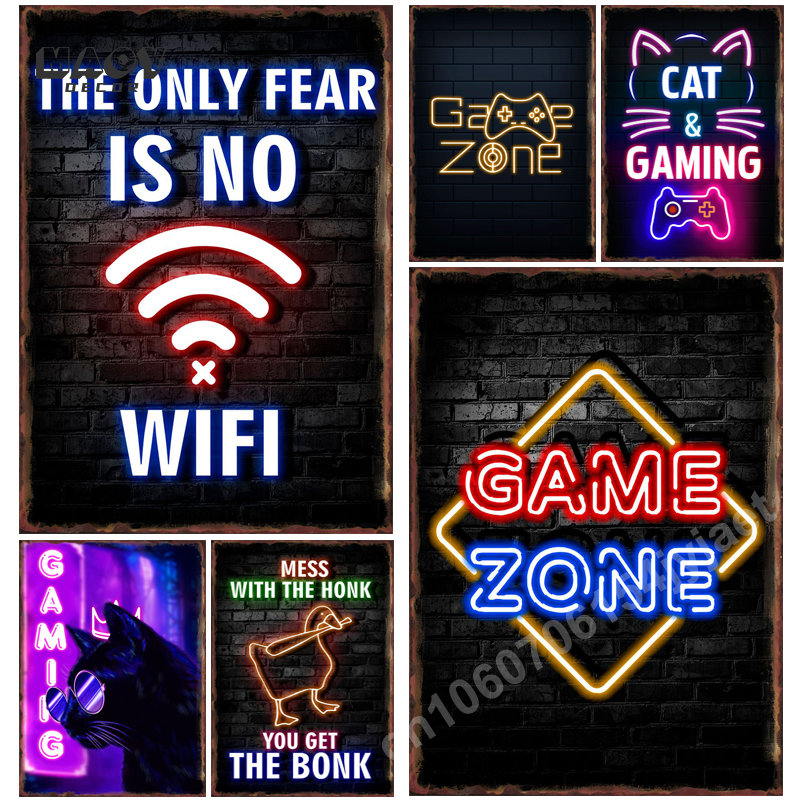 Gaming Accessories Europe - Poster Tanda Timah Logam Zona Permainan
