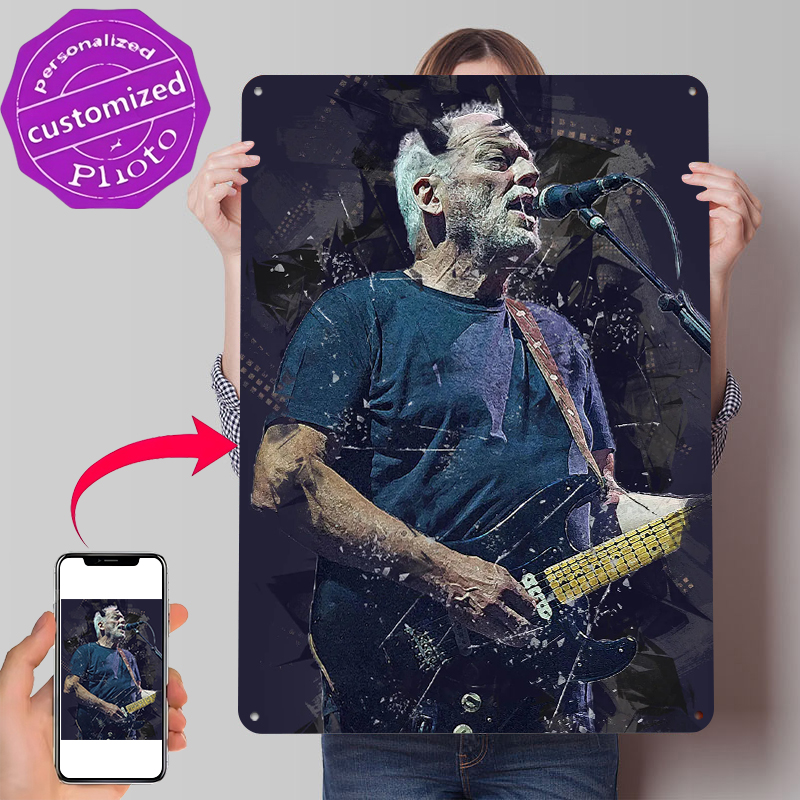 Vintage Gaming Accessories - Poster Logam David Gilmour Seni Dinding