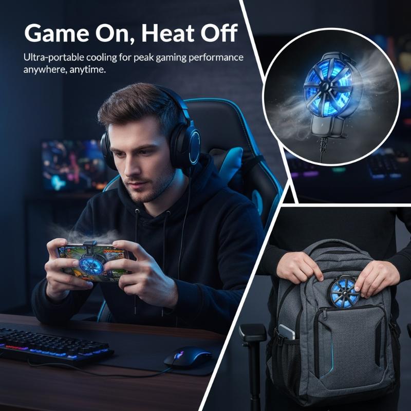 Essential Gaming Accessories - Kipas Pendingin Ponsel Portabel, Pendingin Udara,