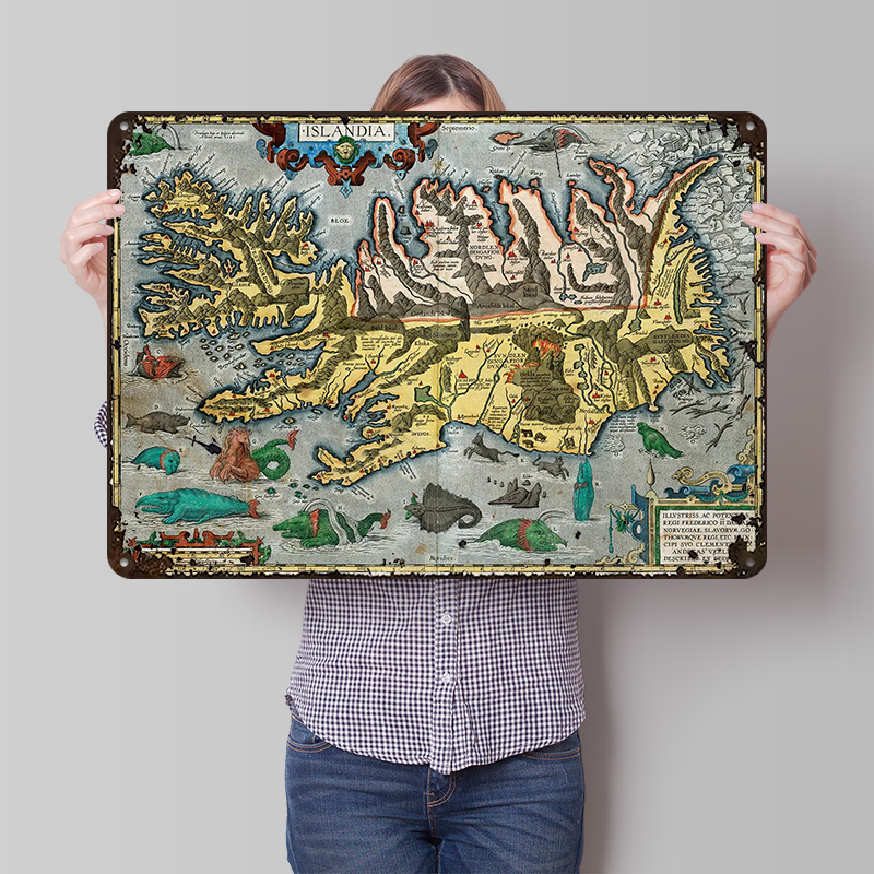 Poster Logam Peta Islandia Sen - Gaming Accessories Europe ulasan dan harga